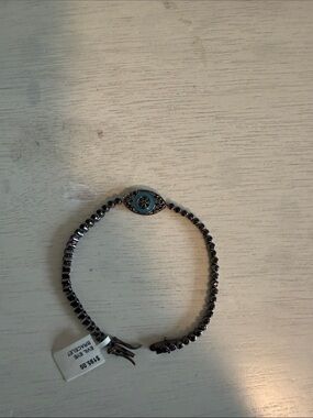 Evil Eye .925 silver gunmetal Bracelet with Turquoise evil eye Accent